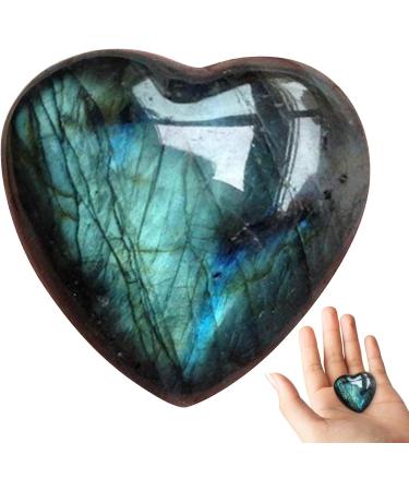 Palm Stones and Crystals - Natural Raw Stone Labradorite Reiki Healing Crystals with Heart Shape | Blue Moonstone Crystal Decoration for Living Room and Bedroom Fanghua - Buy Online on GoSupps.com