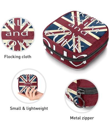 Anna Cowper England Flag Sanitary Napkin Storage Bag - Keep Calm and Love, Menstrual Cup & Tampon Pouch for Women, Teen Girls - Multi-colored - Buy Online on GoSupps.com
