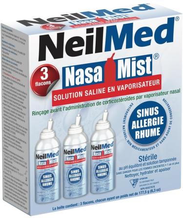NeilMed NasaMist Saline Spray 177mL. All Natural pH Balanced & Buffered Solution - Soothe Moisturize and Cleanse Using Specially Designed tip. Contains 3 canisters - Buy Online on GoSupps.com