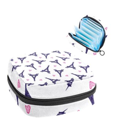 Anna Cowper Paris Eiffel Tower Sanitary Napkin Storage Bag Feminine Menstrual Cup Pouches Nursing Pad Holder Tampon Bags Portable Period Bag for Women Teen Girls 1Pcs Multi-colored 13