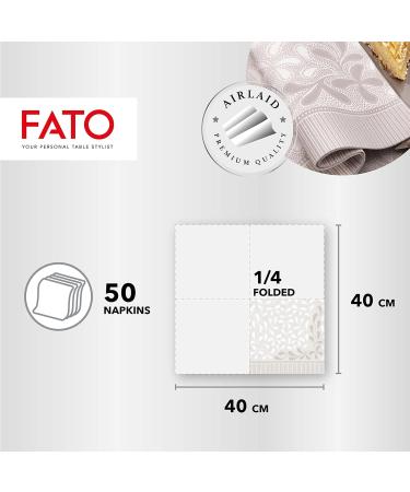 Buy Fato Dry Paper Napkins - Airlaid Textile Effect Pack of 50 40x40 Folded in 4 Botanic Dust Design - International Shipping Available - Buy Online on GoSupps.com