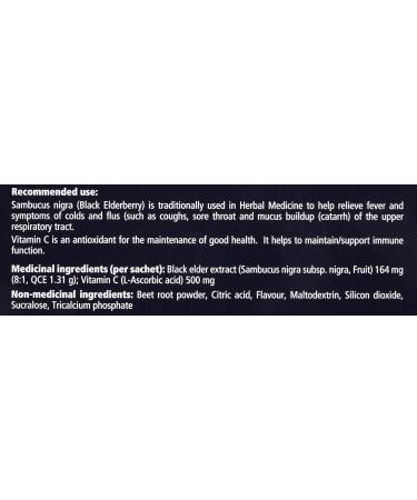 Sambucol Black Elderberry Immunity Powder | Immune Support & Antioxidant | Cold & Flu Relief + Vitamin C | Great Berry Taste | Natural Health Product Ages 4+ | 30 Powdered Drink Sachets - Buy Online on GoSupps.com