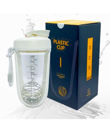 Qavi Protein Shaker Bottle With Stainless Steel Mixing Wire Ball and Rope Premium Shaker Made of Tritan Materiel BPA Free Durable Leakproof And Odourless | 590ml White - Buy Online on GoSupps.com