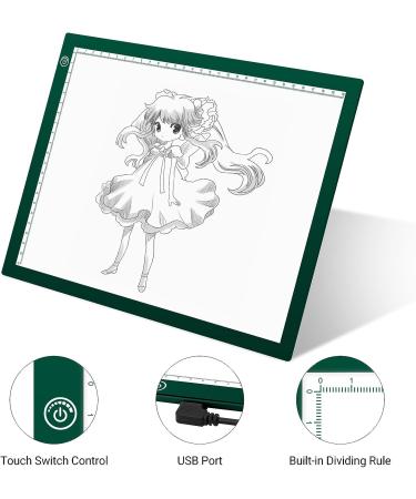 RTjoy A4 LED Light Pad - USB Powered Drawing Board for Diamond Painting & Vinyl Weeding - Adjustable Brightness Tracing Box for Embossing & Stenciling - Green - Buy Online on GoSupps.com