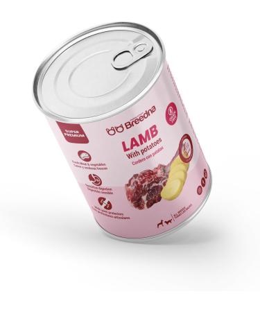 BREEDNA - Pack of 12 Cans of 380g of Wet Food with Lamb and Potatoes | for Young and Adult Dogs of All Breeds | Hypoallergenic Food without Cereals - Buy Online on GoSupps.com