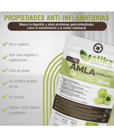 ORGANIC Amla Elikafoods ORGANIC. 240 tablets of 500mg. Strengthens hair and skin. Contains vitamin C minerals and antioxidants. 100% natural vegan and gluten-free. - Buy Online on GoSupps.com
