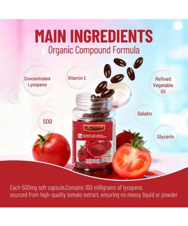 Wins Town Lycopene Softgel Capsule 500mg Super Vegetable Tomato Supplement Extract Supports Heart Prostate & Skin Health 100 Count - Buy Online on GoSupps.com