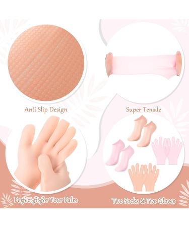 4 Pairs Moisturizing Silicone Gel Gloves & Socks Set for Dry Skin - Spa Treatment for Cracked Hands & Feet | Medium Size - Buy Online on GoSupps.com