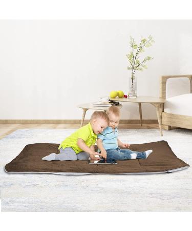 CAMPMOON XL Camping Cot Pads Mattress for Adults - Thicker Cotton Sleeping Pad, Waterproof Bottom - 75x28 inches, Navy Blue/Gray Brown - Buy Online on GoSupps.com