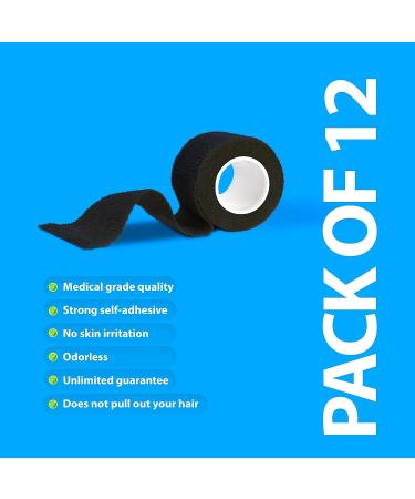 Self Adhesive Bandage Wrap - Breathable Water-Resistant Vet Wrap for First Aid - 12 Rolls 2" x 5 Yards - Black - Buy Online on GoSupps.com