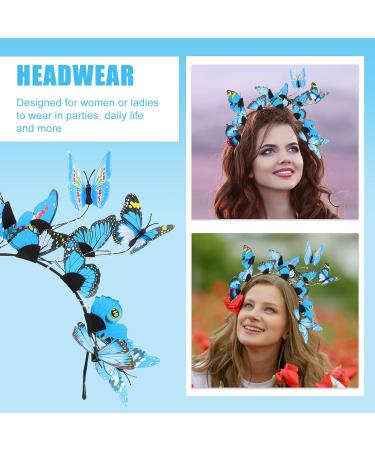 FRCOLOR Butterfly Fascinator Hat Derby Headband Light Up Festival Crown Halloween Costume Boho Wedding Headpiece for Women Girls Carnival Party - Buy Online on GoSupps.com