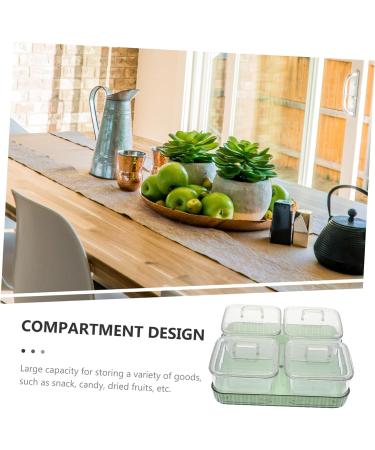 Mikinona Divided Serving Tray 1 Set Four Grid Fruit Plate Plastic Tray Mimosa Bar Supplies Snack Holder Snack Box Coffee Beans Green 21X21X8CM - Buy Online on GoSupps.com