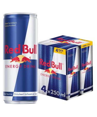 Red Bull Nederland BV Red Bull Energy Drink 4pack 4 x 250ml I Carbonated Energy Drink I Appreciated worldwide by Top Athletes I Stimulates Body and Mind
