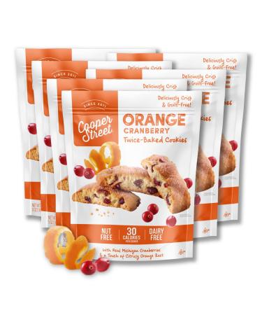 Cooper Street Cookies All Natural Twice Baked Crispy Cookie, Nut & Dairy Free, Biscotti Style 5oz (Orange Cranberry) (Orange Cranberry, Pack of 6) Orange Cranberry 5 Ounce (Pack of 6)
