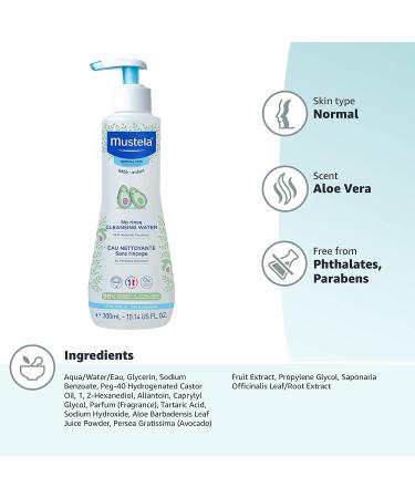 Mustela Baby No Rinse Cleansing Water 10.14 fl oz - Gentle & Effective Cleansing for Infants - Buy Online on GoSupps.com