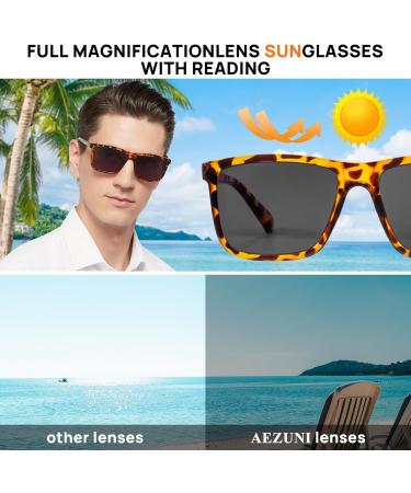 AEZUNI Large Reader Sunglasses for Men - 1.5 Full Lens Sun Reading Glasses with UV Protection - Stylish Square Design (Yellow) - Available in Multiple Strengths 1.00 to 3.50 - Buy Online on GoSupps.com