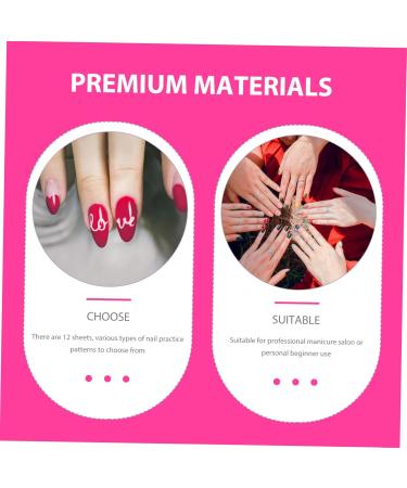 Healeved 12 Sheets Coloring Exercise Book Nail Drawing Nail Art Stamping Plates Nail Art Training Practice Nail Cards Nail Art Practice Line Clipper Grippers Paper Seal Manicure White - Buy Online on GoSupps.com