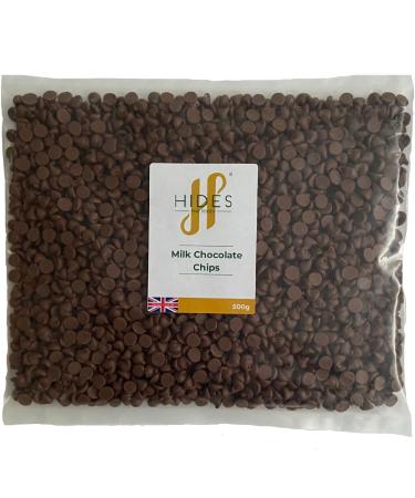 Hides Fine Foods - Milk Chocolate Chips -500g - GMO - Free - Suitable for Vegetarians - Baking - Desserts - Cookies - Ganache - Muffins - Cakesicles - Cakes - Cupcakes -Tempering - Chocolate Mocha 500 g (Pack of 1)