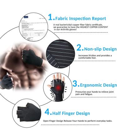 RNAIETY Copper Arthritis Compression Gloves - Fingerless Relief for Arthritis, Raynaud's, Carpal Tunnel - Women and Men (Small) - Buy Online on GoSupps.com