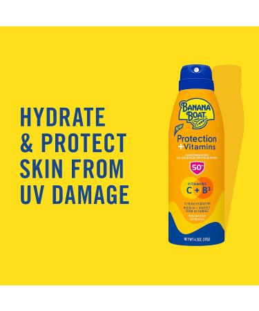 Banana Boat Sunscreen Spray SPF 50 | Moisturizing with Vitamin C & Niacinamide | 4.5 oz Sunscreen Protection for Skin - Buy Online on GoSupps.com