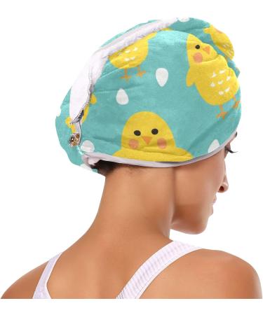 Happy Yellow Chicken Hair Towel 2 Pack | Super Absorbent Quick Dry Hair Turbans for Women & Girls | Perfect Hair Drying Solution - Buy Online on GoSupps.com