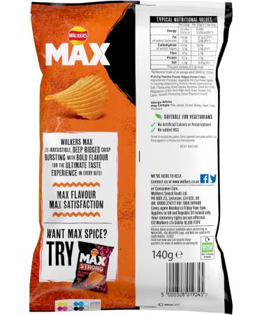 Walkers Max Paprika 140g: Delicious and Bold Flavor | Buy Online Now - Buy Online on GoSupps.com
