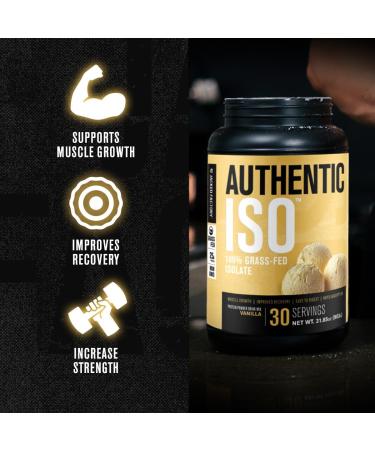 Jacked Factory Authentic ISO Grass Fed Whey Protein Isolate Powder - Low Carb Non-GMO Muscle Building Protein w/No Fillers Post Workout Recovery Vanilla - Buy Online on GoSupps.com