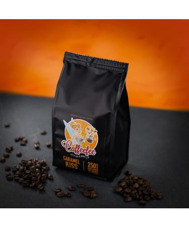 Caffeefee Caramel Kiss 250g - Whole Bean Flavored Coffee | 100% Arabica Mildly Roasted Premium Aroma - Shop Internationally - Buy Online on GoSupps.com