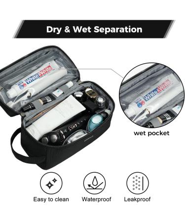 Ecohub Water-Resistant Travel Toiletry Bag | Wet/Dry Separation | Wide-Open Zipper Pouch | Recycled PET | Men/Women | Black - Buy Online on GoSupps.com