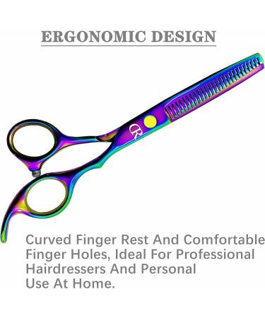 Professional 6 Inch Hair Thinning Shears Japanese 440c Stainless Steel Hairdressing Texturizing Scissors for Women/Men/Kids - Rainbow Color - Buy Online on GoSupps.com