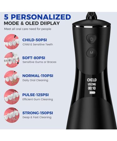 350ML Cordless Water Flosser - Rechargeable Oral Irrigator with 7 Jet Tips & 5 Pressure Modes for Teeth Cleaning | Ideal for Home & Travel (Black & Gray - Buy Online on GoSupps.com