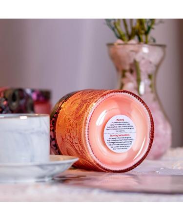 10 oz Pink Embossed Glass Candle Container with Tin Lid and Labels - Buy Online on GoSupps.com