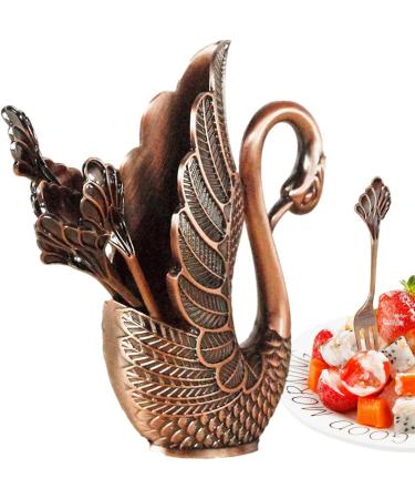 Lencyotool Swan Fork Holder Set - Rustproof Alloy Decorative Utensils for Birthdays Weddings & Parties - 7 Red Antique Fork Holders - Buy Online on GoSupps.com