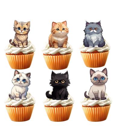 18pcs Cute Cat Cupcake Toppers for Boys Girls Pet Baby Shower Kitten Meow Party Supplies Favor Little Cat Themed Birthday Party Decorations