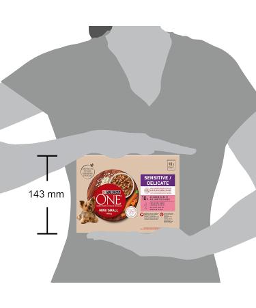 PURINA ONE Mini/Small 10kg Sensitive/Delicate Shredded Salmon Rice and Carrots in Sauce for Small Adult Dogs | Sensitive Digestion Meal Sachets 10x85g - Buy Online on GoSupps.com