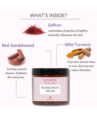 Auravedic Kumkumadi Ubtan Cleansing Powder | Ayurvedic Face Wash with Saffron & Turmeric | Helps Remove Tan Dirt & Impurities | Gentle Exfoliating Powder for Smooth Looking Skin | 2.12 Oz (60g) - Buy Online on GoSupps.com