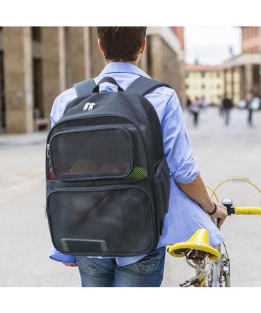 Covax Large Mesh Backpack - Semi-Transparent College Backpack with Bungee and Padded Straps for Travel, Beach, and Outdoor Sports - Buy Online on GoSupps.com