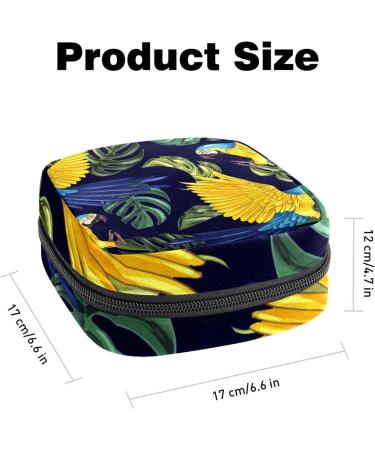Hand Drawn Tropical Plants Animals Sanitary Napkin Storage Bag - Teen Girls Period Pouch for School - Buy Online on GoSupps.com
