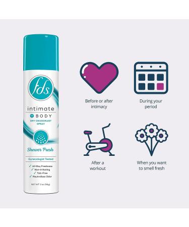FDS Intimate Deodorant Spray - Shower Fresh, 2 Oz Bottle - Long Lasting All Day Freshness - Buy Online on GoSupps.com