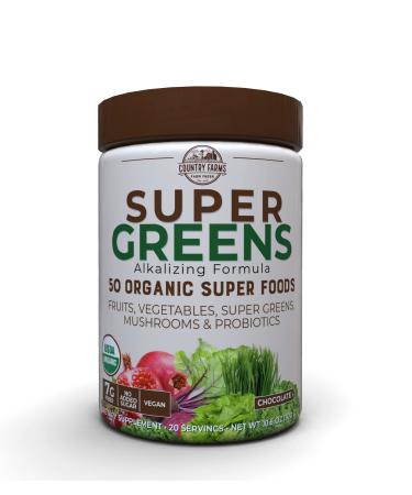 Country Farms Super Greens Certified Organic Whole Food Formula Delicious Chocolate Flavor 10.6 oz (300 g)