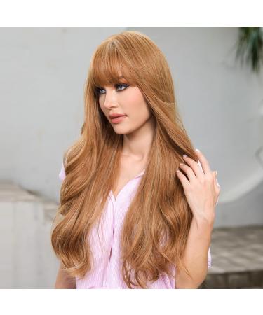 EMMOR Blonde Long Curly Wig with Bangs | Heat Resistant Synthetic | Natural Daily Look - Buy Online on GoSupps.com