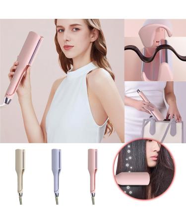 French Wave Hair Curling Wand - 32mm Egg Roll Curler Anti-Scald Ionic Wavy Iron for Deep Waves - Fast Heating Beige - Buy Online on GoSupps.com