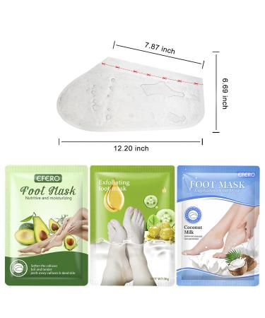 Nado Care Foot Peel Mask 3 Pack - Natural Exfoliating Foot Masks for Dry Dead Skin - Callus Repair for Men & Women - Avocado, Coconut, Olive - Buy Online on GoSupps.com
