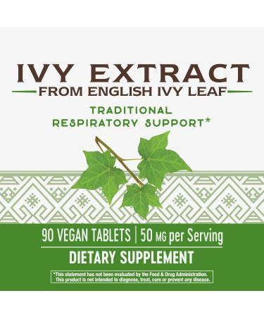Nature's Way Ivy Extract 50 mg - 90 Vegan Tablets for Respiratory Health - Buy Online on GoSupps.com