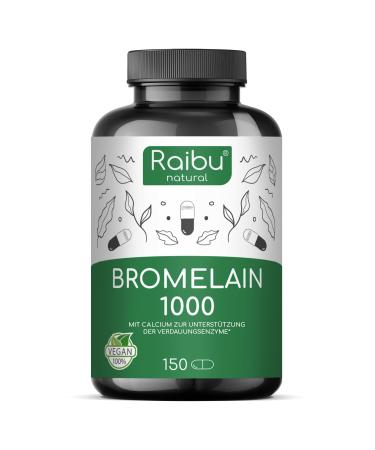 Bromelain high doses 1000 mg (5000 F.I.P.) per daily dose I 150 capsules I natural pineapple extract i vegan and laboratory tests I high -dose gastrointestinal bromelain capsules i raibu - Buy Online on GoSupps.com