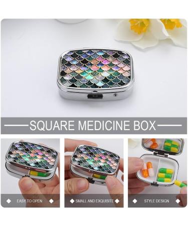 Mermaid Scale Pill Box - Small Travel Organizer for Vitamins & Medications | Portable Metal Case for Daily Use - Buy Online on GoSupps.com