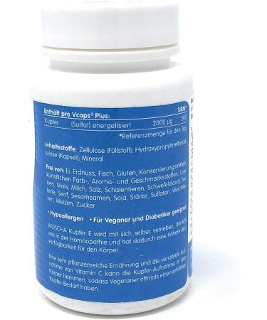 Buy Woscha Copper E 2000mcg 60 Vcaps - Energized Supplement for Enhanced Wellness | International Shipping Available - Buy Online on GoSupps.com