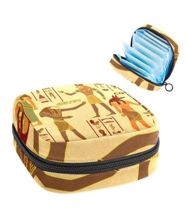GIAPB Period Bag Sanitary Napkin Storage Bag Period Pouch Travel Makeup Bag Tribal Art Ancient Egyptian Color3558