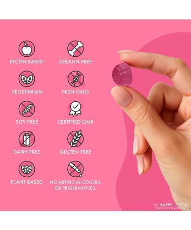 Be Happy Be You Biotin Gummies 10,000mcg 120 Count Supports Healthy Hair & Stronger Nails Fast Absorption Supplement for Men & Women Vegan, Non-GMO, Pectin, Gelatin Free Made in USA - Buy Online on GoSupps.com