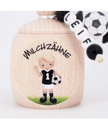 Personalized Footballer Milk Tooth Box | Soccer Player Blonde | Custom Wooden Gift for Birthdays & Daycare - Perfect for Tooth Fairy - Buy Online on GoSupps.com